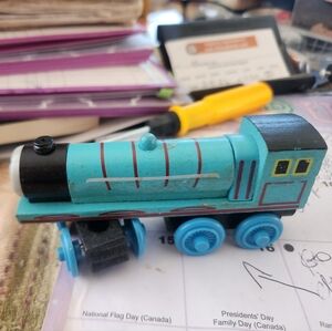 Wooden Blue Train Toy Wooden Front Wheels Need To Be Screwed